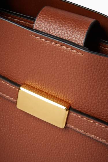 Dames - Grote shopper met afneembare draagriem - imitatieleer - lichtbruin