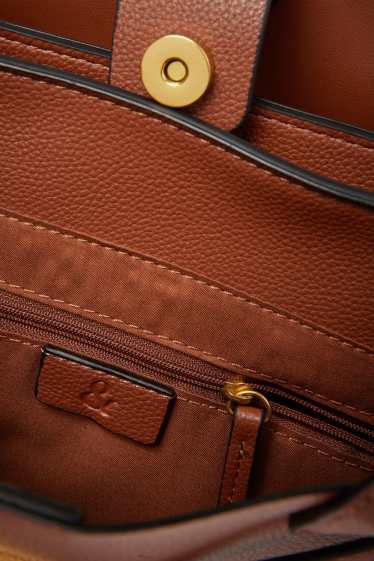 Dames - Grote shopper met afneembare draagriem - imitatieleer - lichtbruin