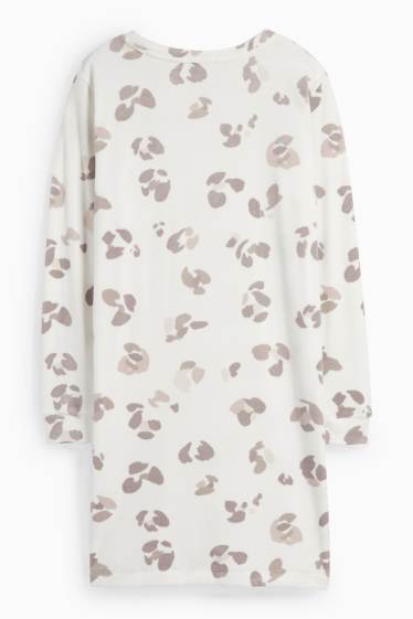 Damen - Nachthemd - Leo-Print - weiß