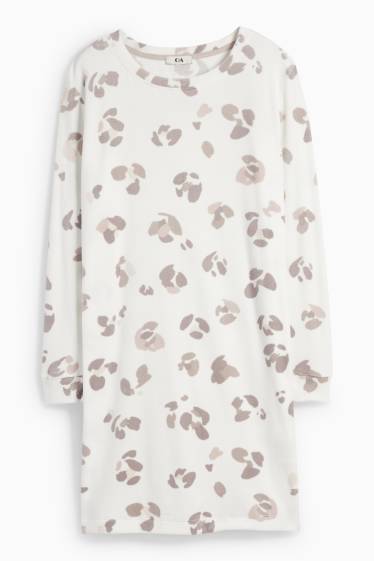 Damen - Nachthemd - Leo-Print - weiß