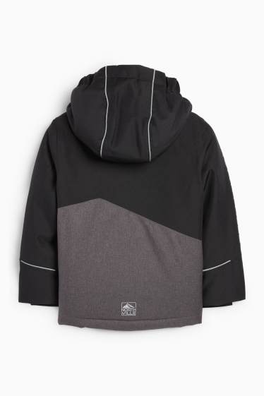 Kinder Jungen - Skijacke mit Kapuze - wasserdicht - schwarz