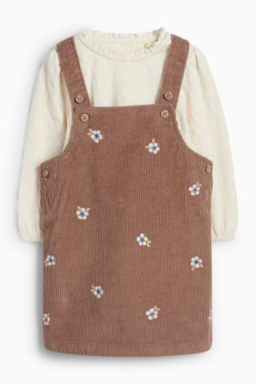 Baby Mädchen - Blümchen - Baby-Outfit - 2 teilig - braun