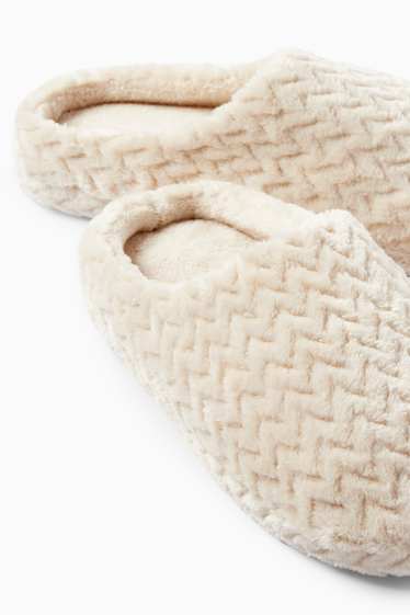 Dames - Pantoffels - met structuur - licht beige