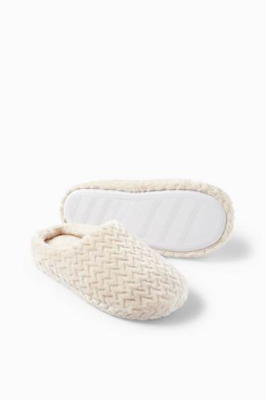 Dames - Pantoffels - met structuur - licht beige