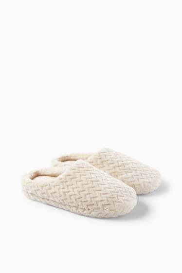 Dames - Pantoffels - met structuur - licht beige