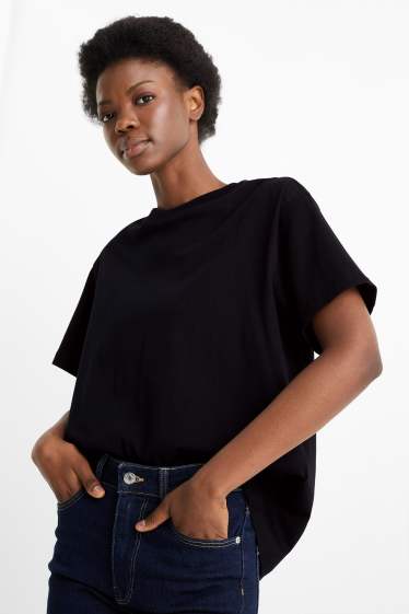 Women - T-shirt - oversized - black