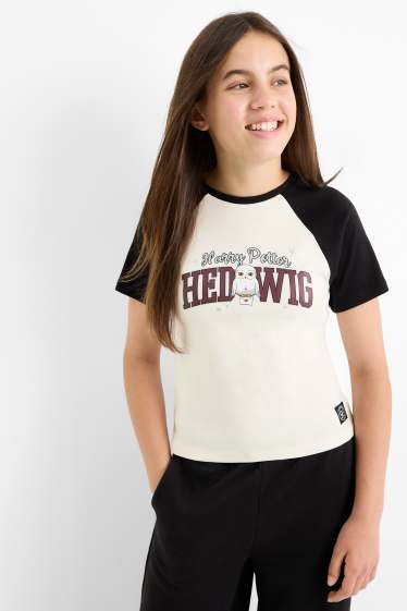 Bambine - Harry Potter - set - maglia a maniche corte e pantaloni sportivi - 2 pezzi - nero / beige