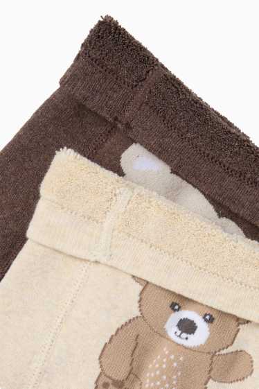 Baby Mädchen - Multipack 2er - Bär - Baby-Thermo-Anti-Rutsch-Strumpfhose - hellbeige