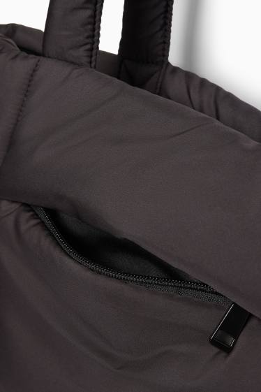 Donna - Shopper grande trapuntata con spallaccio removibile - nero