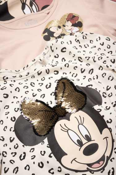 Bambine - Confezione da 3 - Minnie - maglia a maniche lunghe - effetto brillante - bianco crema