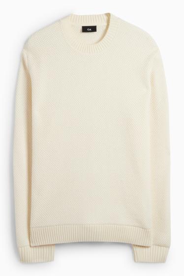 Herren - Pullover - strukturiert - cremefarben