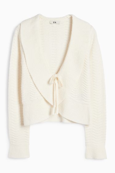 Femei - Cardigan tricotat - structurat - alb-crem