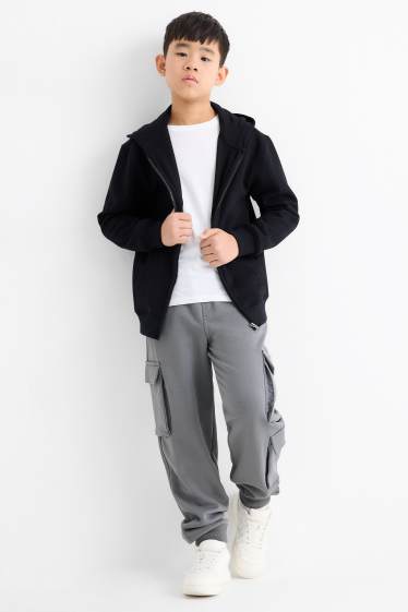 Kinderen: jongens - Set van 2 - joggingbroek - grijs / zwart