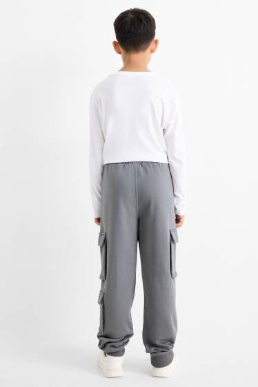 Kinderen: jongens - Set van 2 - joggingbroek - grijs / zwart