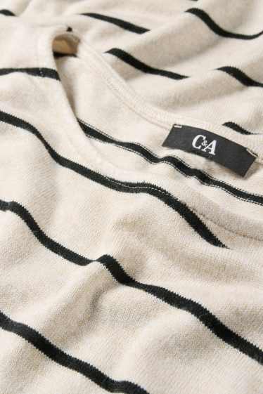 Damen - Langarmshirt - Relaxed Fit - gestreift - schwarz / beige