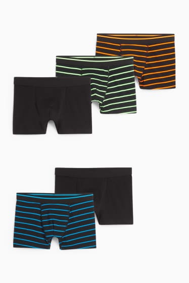 Enfants garçons - Lot de 5 - caleçons - à rayures - noir