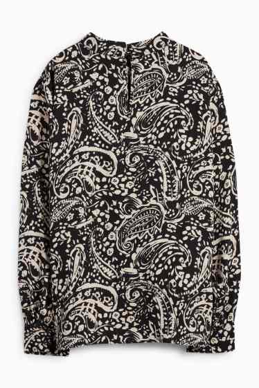 Dames - Blouse - met patroon - zwart / beige