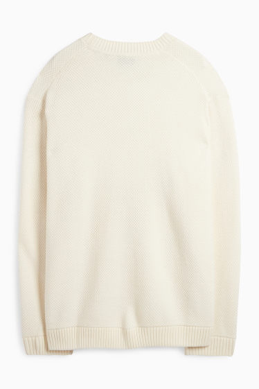 Herren - Pullover - strukturiert - cremeweiß