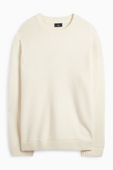 Herren - Pullover - strukturiert - cremeweiß
