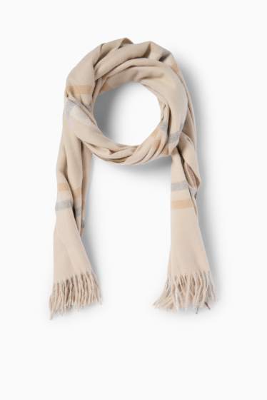 Dames - Sjaal - geruit - licht beige