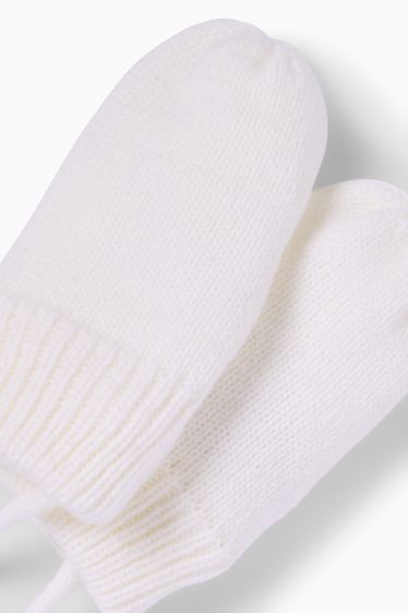 Baby: meisjes - Bloemetjes - babywanten - kabelpatroon - crème wit