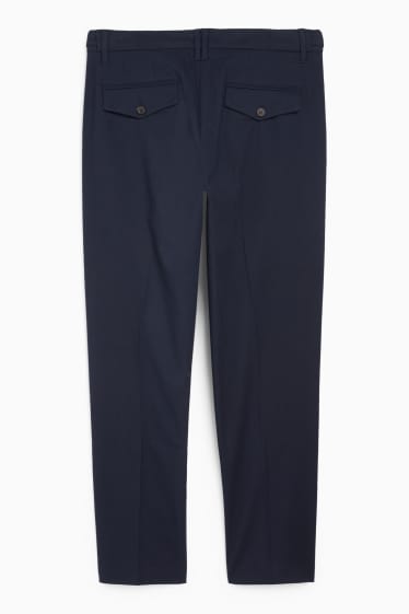 Heren - Flanellen chino - tapered fit - donkerblauw