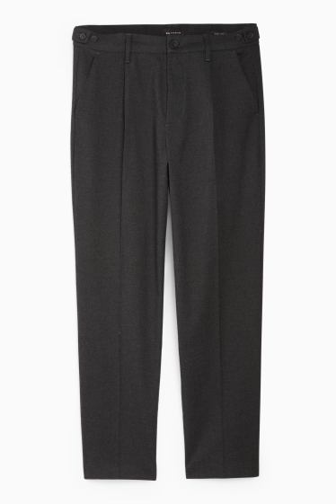 Heren - Flanellen chino - tapered fit - donkergrijs