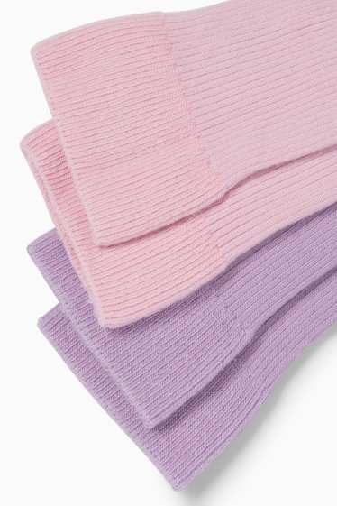 Kinderen: meisjes - Set van 2 - gebreide legging - roze