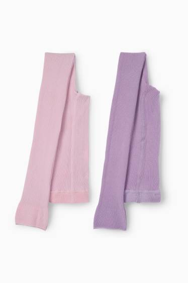 Kinderen: meisjes - Set van 2 - gebreide legging - roze