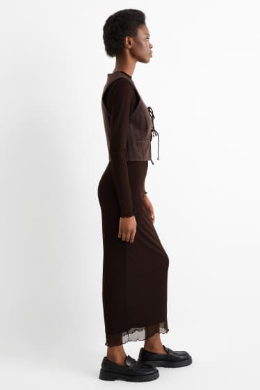 Damen - Mesh-Rock - dunkelbraun