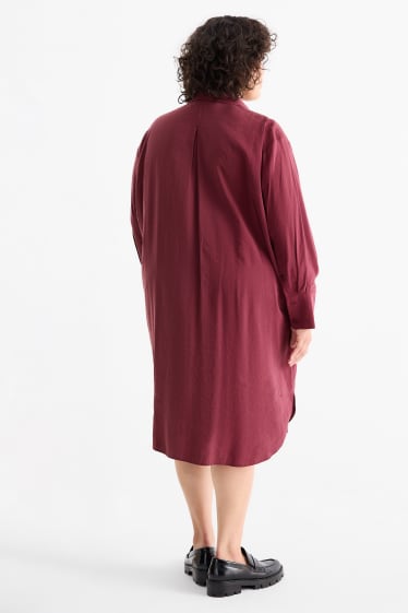 Femei - Rochie tip bluză - bordo