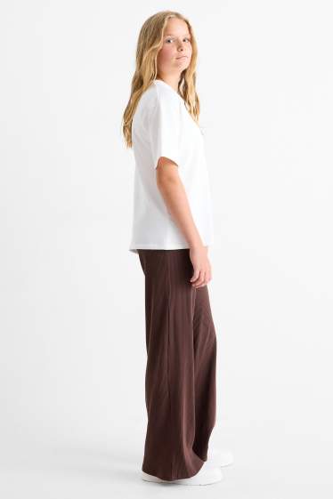 Niños: niñas - Pack de 2 - wide leg leggings - de canalé - negro