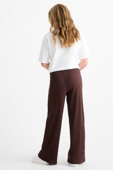 Niños: niñas - Pack de 2 - wide leg leggings - de canalé - negro