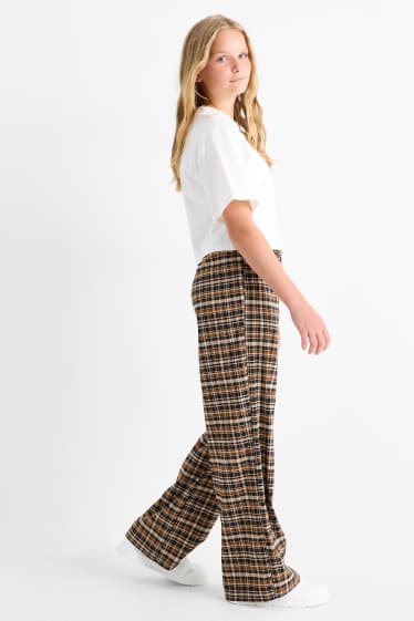 Copii - Fete - Pantaloni de stofă - în carouri - maro