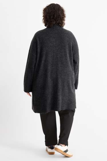 Damen - Lange Strickjacke - dunkelgrau