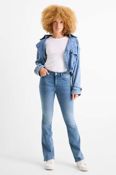 Women - Bootcut jeans - mid-rise waist - shaping jeans - LYCRA® - denim-light blue