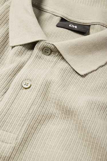 Heren - Poloshirt - regular fit - met structuur - licht beige