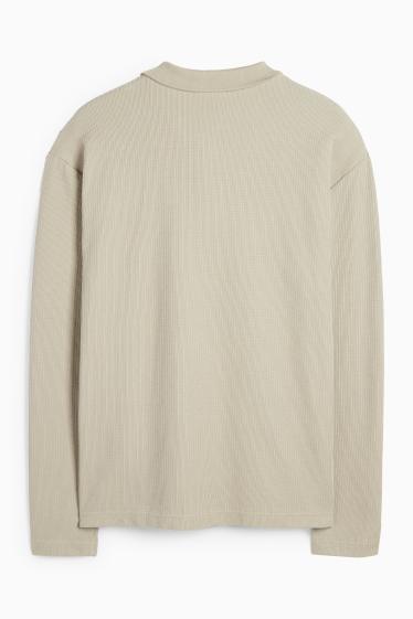 Heren - Poloshirt - regular fit - met structuur - licht beige