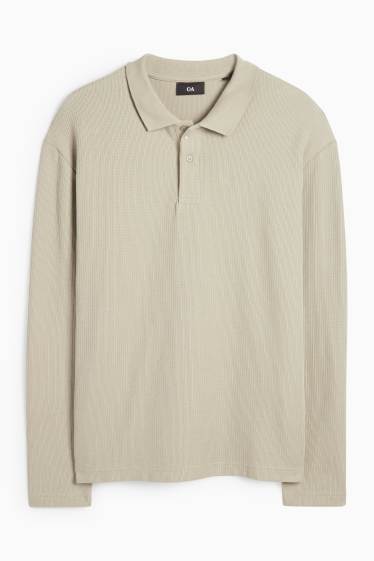 Heren - Poloshirt - regular fit - met structuur - licht beige