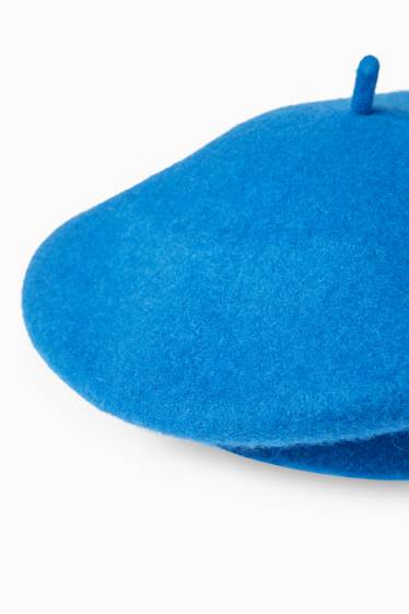 Damen - Woll-Baskenmütze - blau