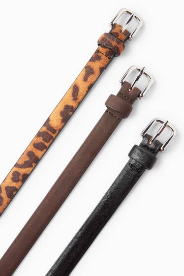 Dames - Set van 3 - riem - imitatieleer - zwart