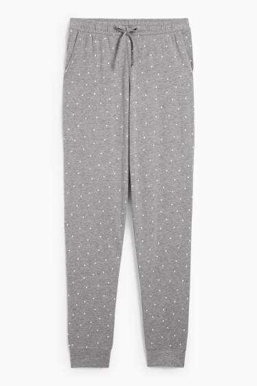 Dámské - Pyžamové kalhoty - puntíkované - světle šedá