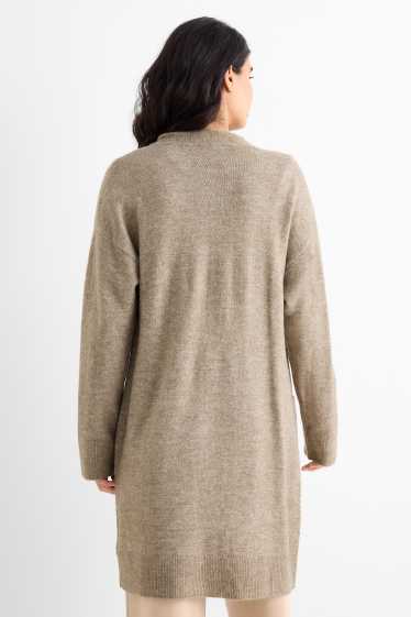 Femei - Cardigan tricotat lung - verde