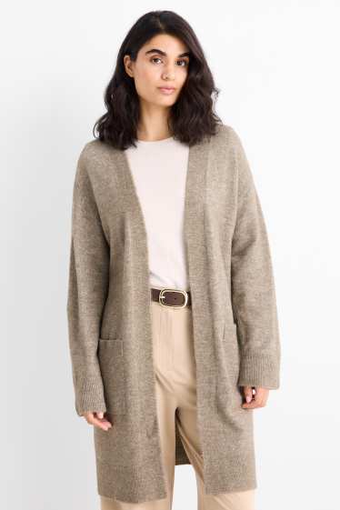 Femei - Cardigan tricotat lung - verde