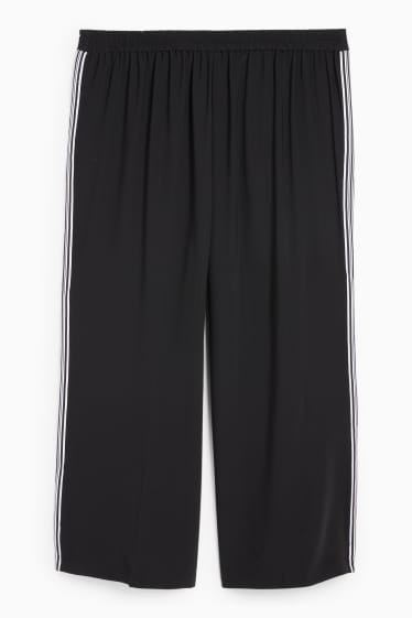 Damen - Stoffhose - Mid Waist - Wide Leg - schwarz