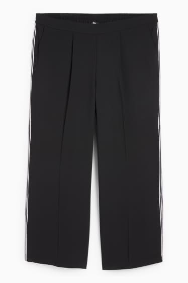 Damen - Stoffhose - Mid Waist - Wide Leg - schwarz