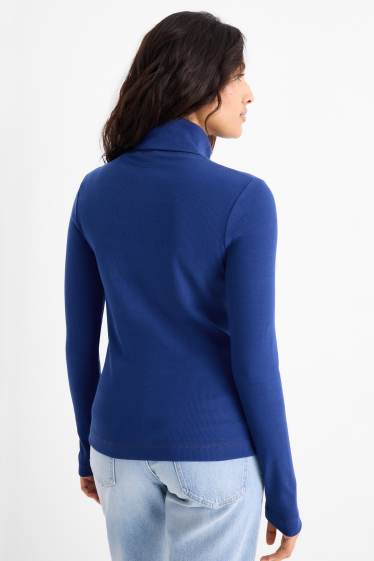 Femmes - Lot de 2 - haut à col roulé basique - finition côtelée - bleu