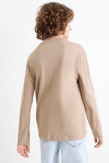 Kinderen: jongens - Set van 2 - Minecraft - longsleeve - zwart / beige