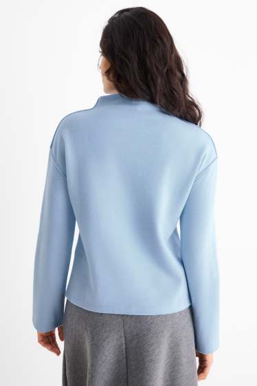 Damen - Sweatshirt - gerippt - hellblau