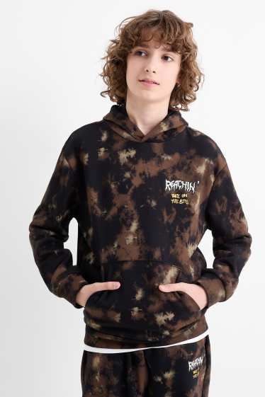 Enfants garçons - Sweat à capuche - à motif - noir